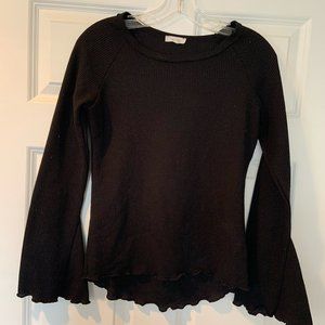 La Miel Black Flutter Sleeve Long Sleeve Size Small